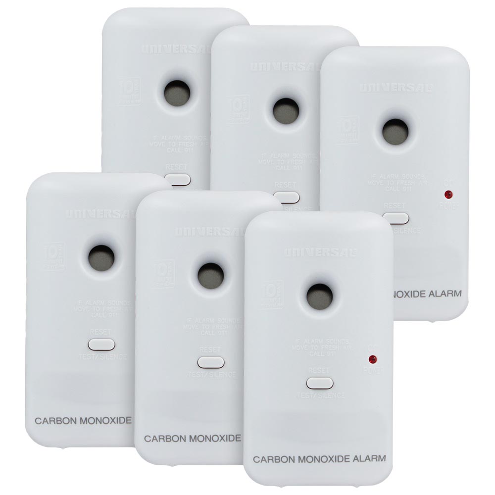 6 Pack Bundle of Universal Security Instruments Every Room Carbon Monoxide Smart Alarm with 10 Year Sealed Battery (MC304SB)