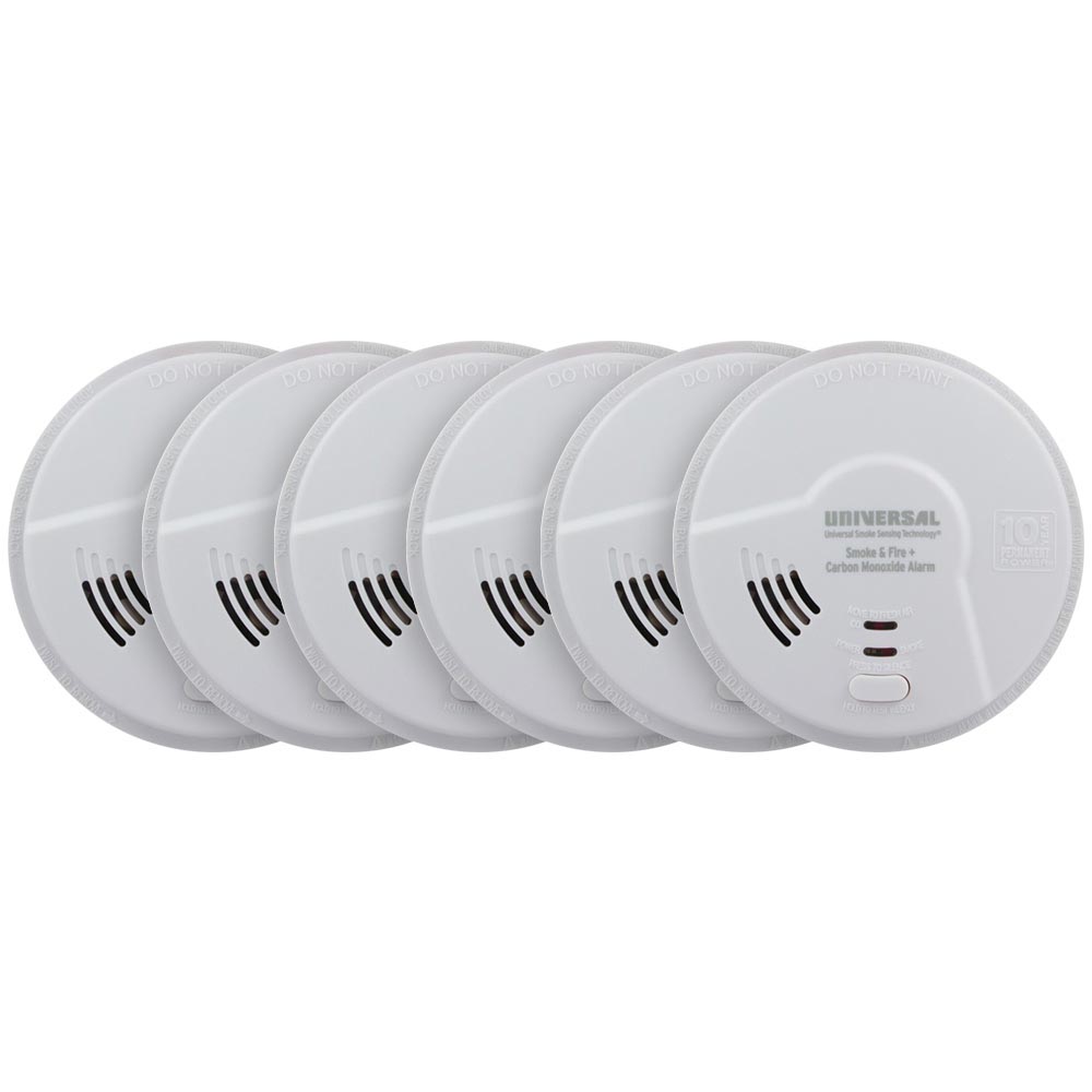 6 Pack Bundle of USI Hallway 3-in-1 Smoke, Fire and Carbon Monoxide Smart Alarm with 10 Year Tamper-Proof Sealed Battery (MIC3510SB)