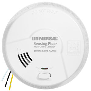 Universal Security Instruments Sensing Plus Dual Sensor Hardwired Smoke & Fire Detector With 10 Year Battery Backup (AMI1061SB)